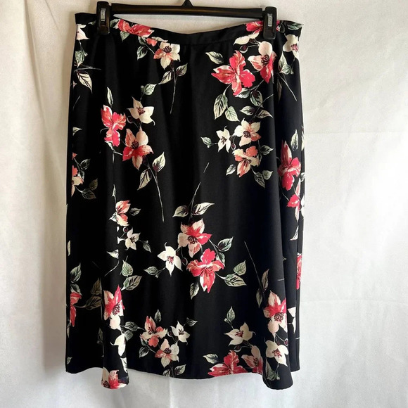 Van Heusen Black Floral Midi Skirt Plus Size 16 - Picture 8 of 8